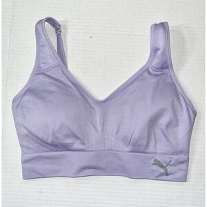 NWOT Puma Seamless Sports Bra Medium Gray Adjustable Removable Padding Gym Yoga